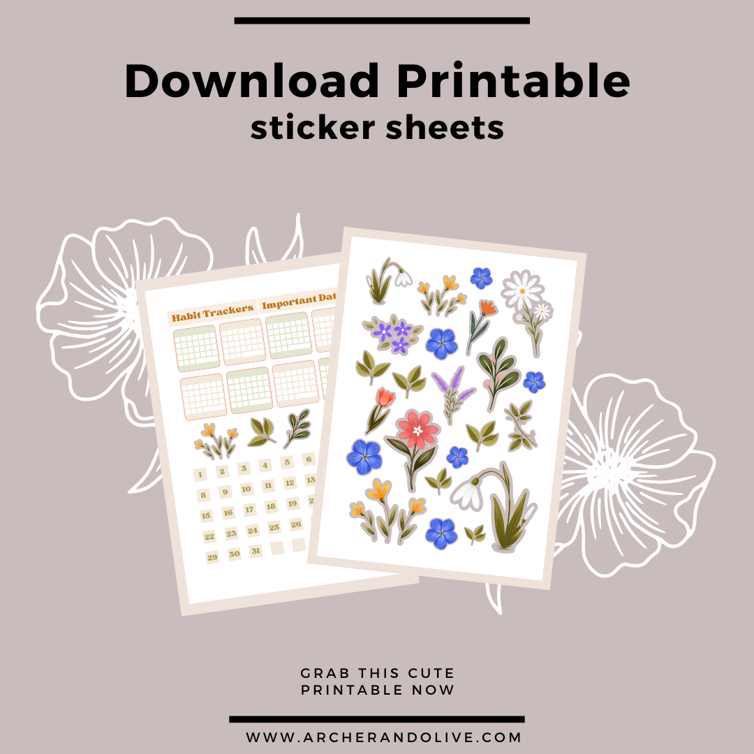 Cover image showcasing two printable sticker sheets in a generic floral or spring theme