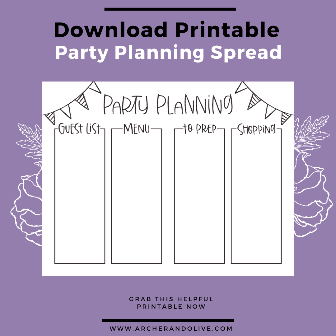 Free printable party planning spread