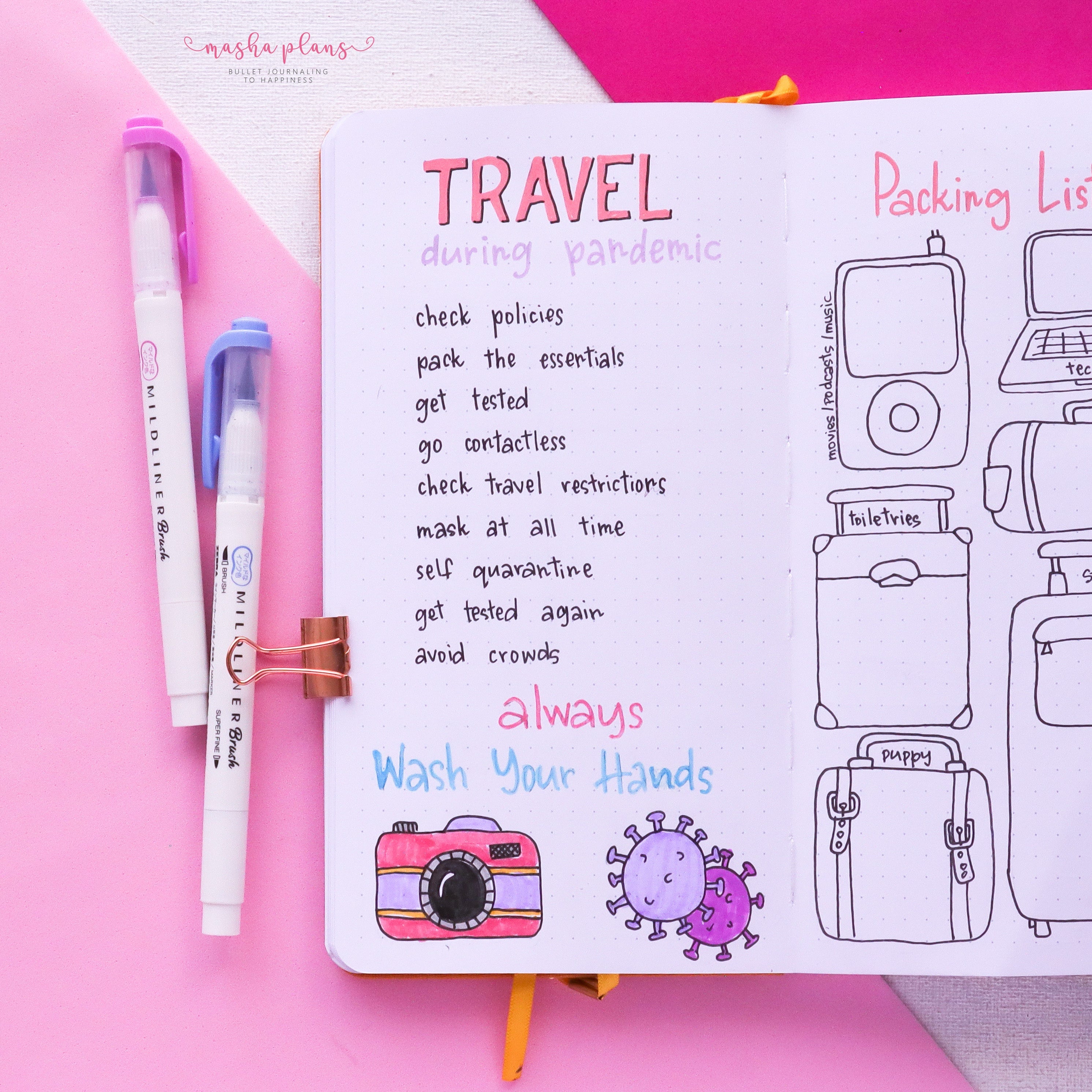travel journal, masha plans, travel pages, archer and olive