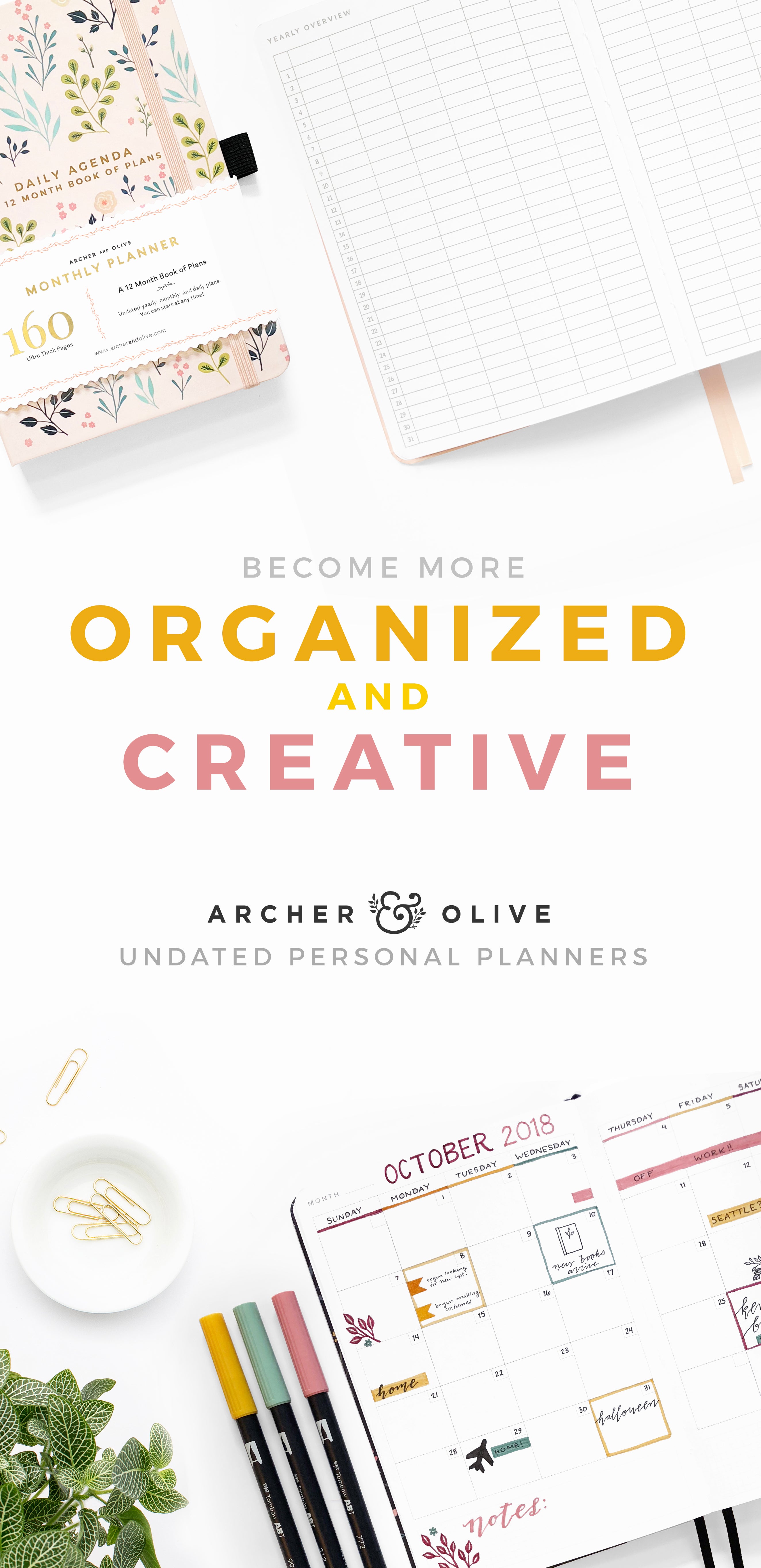 Get creative and organized in your undated personal planner. 