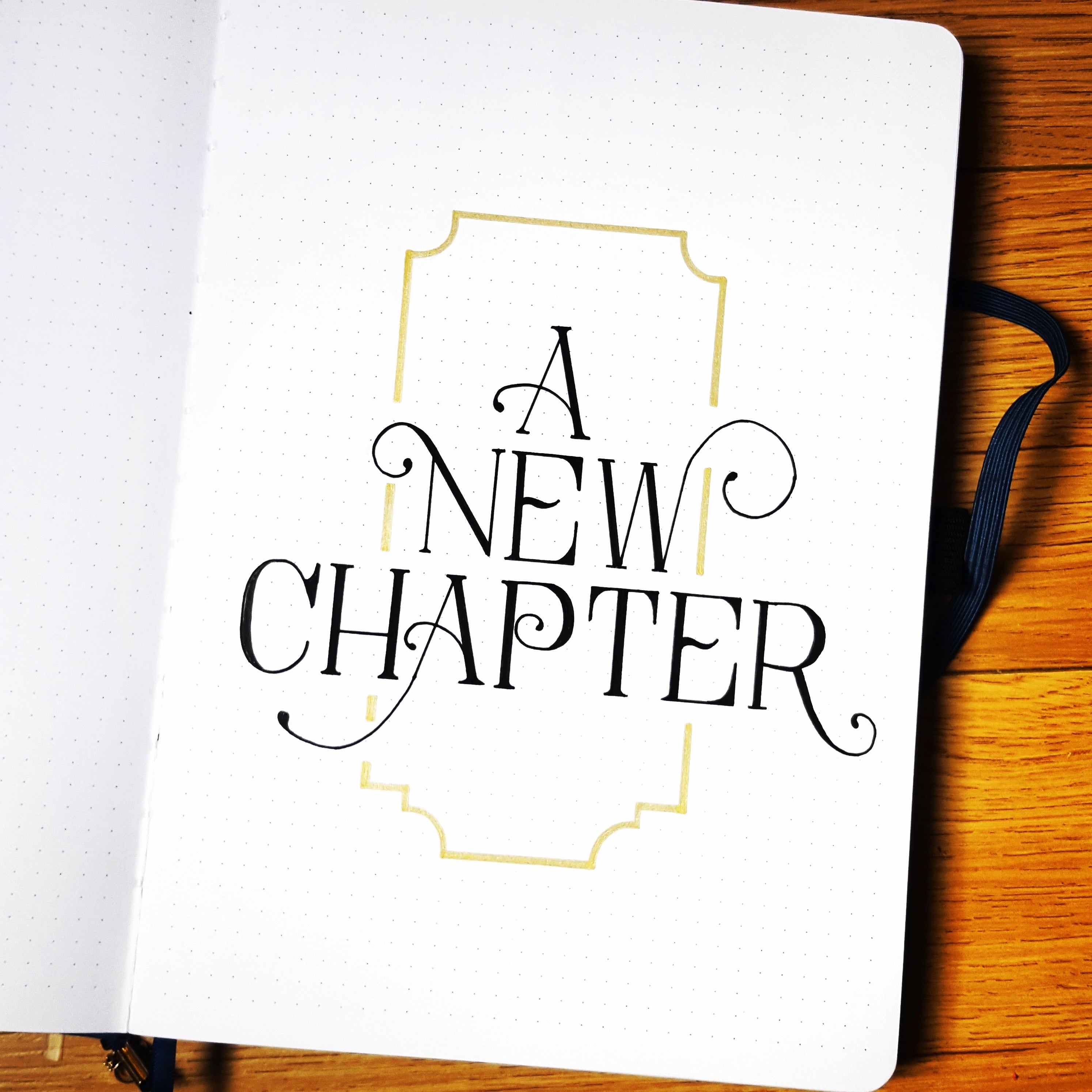 image of hand lettered quote "A new chapter" by artistnamedhelen
