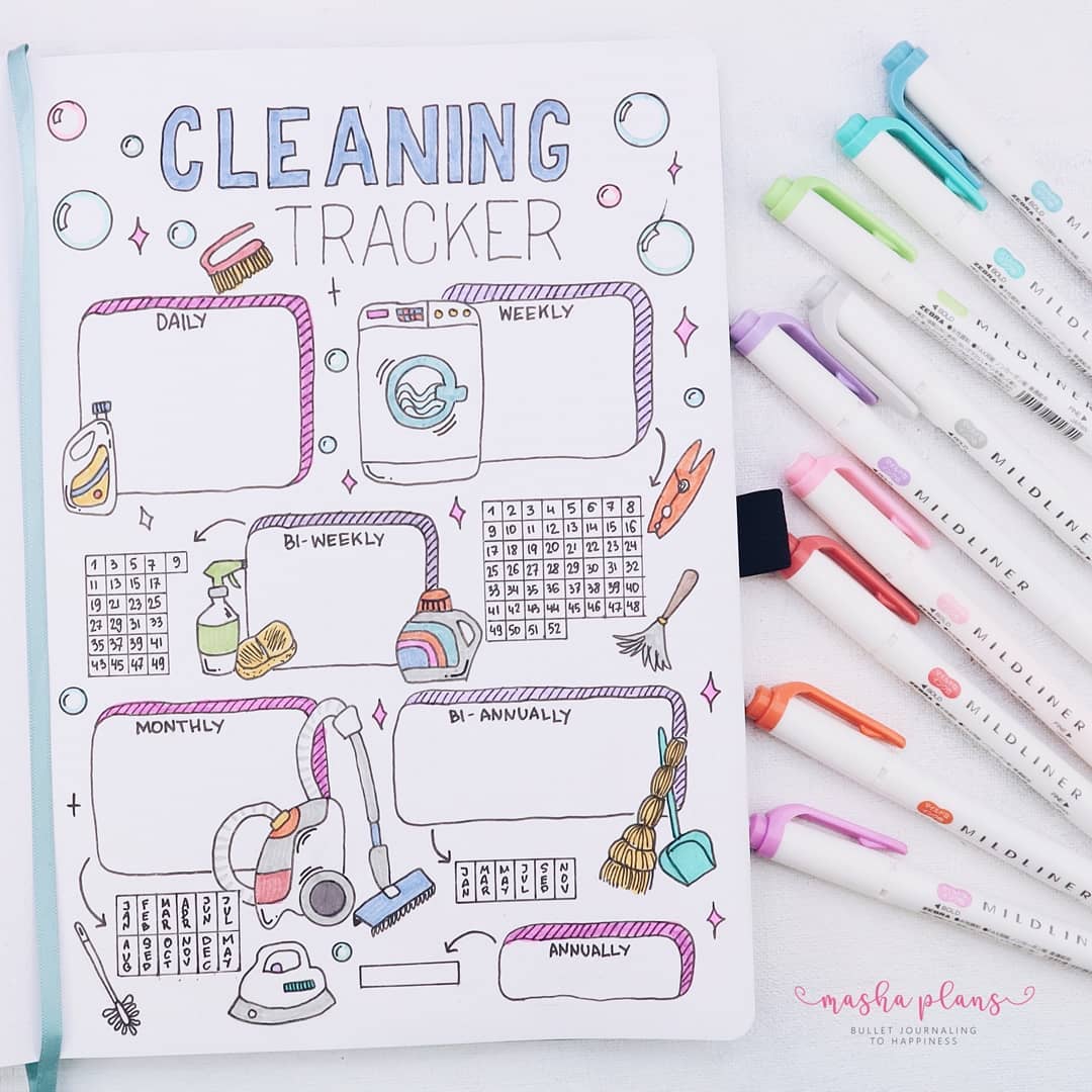 Spring Cleaning BuJo Spread