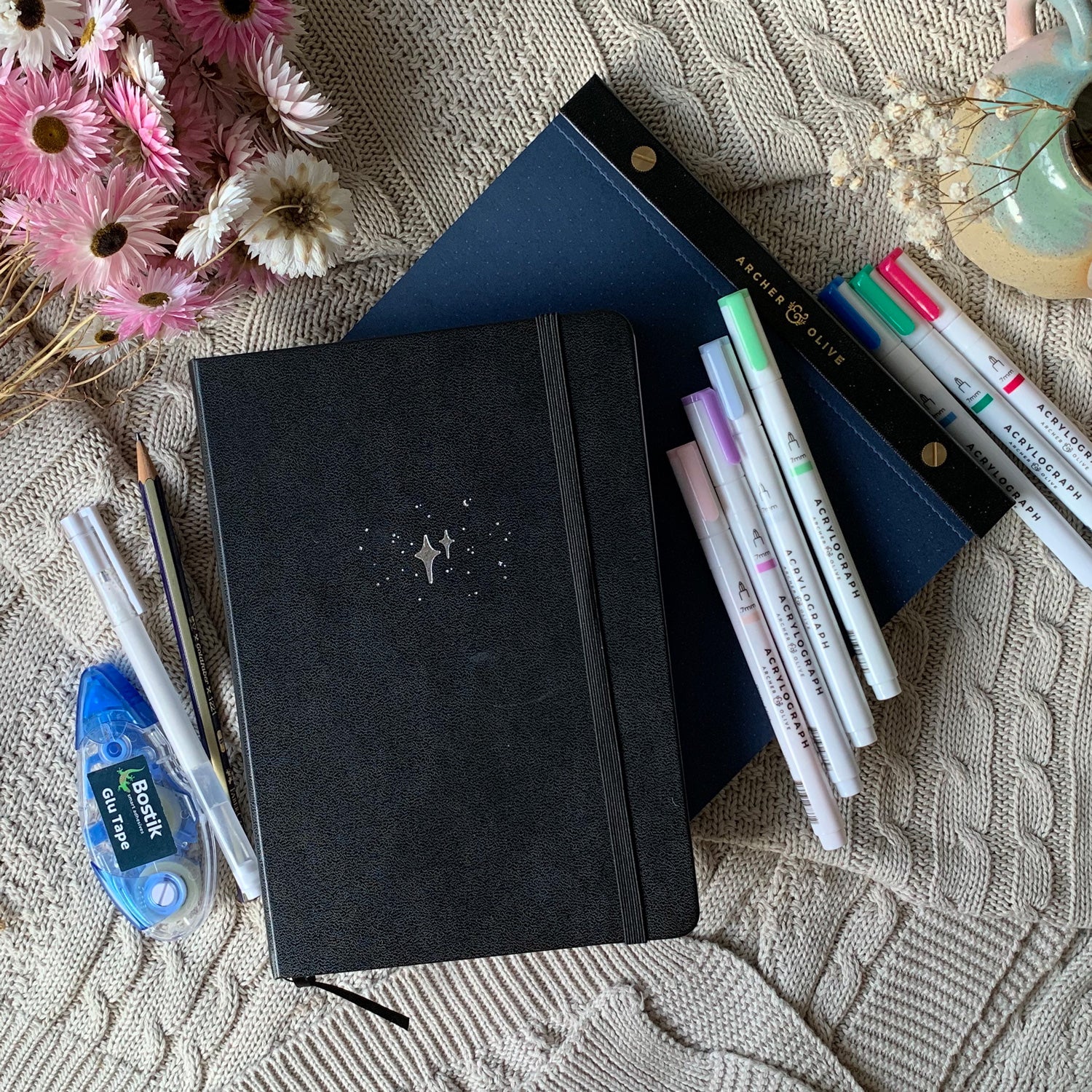 notebook, pens and notepad materials