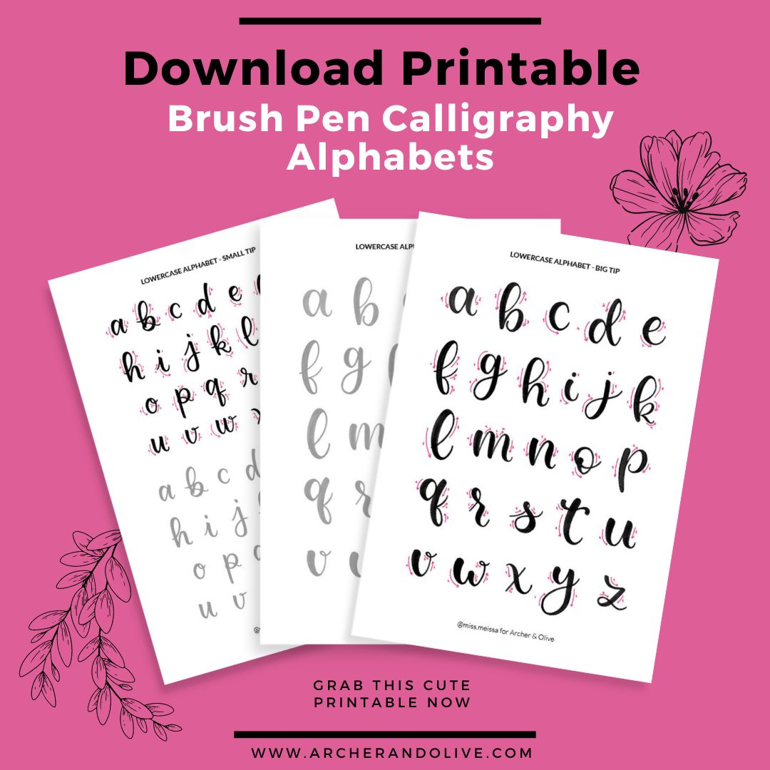 Free Printable Beginner Calligraphy Alphabet: Lowercase Letters   Calligraphy for beginners, Calligraphy letters alphabet, Lettering alphabet