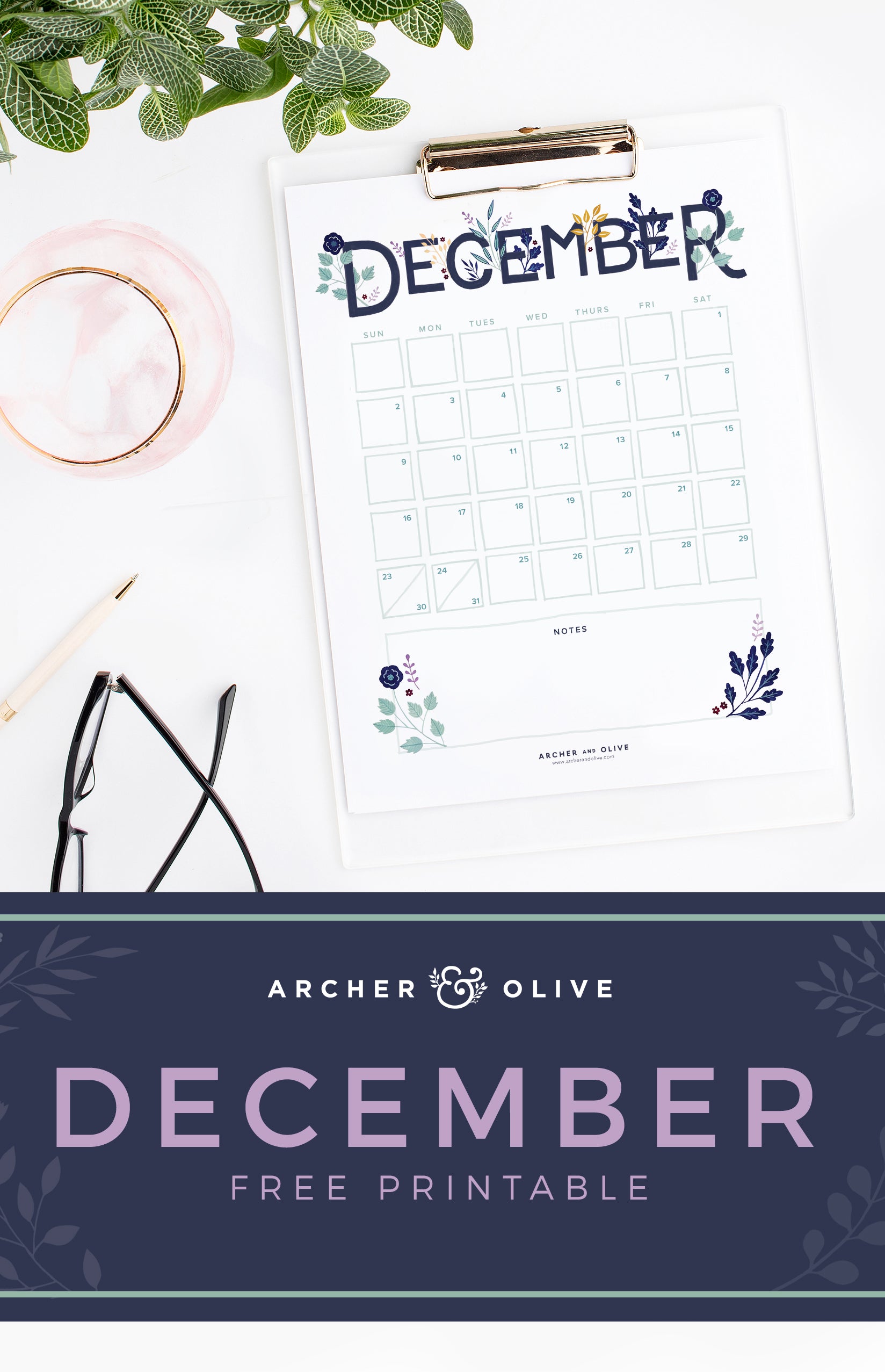 Free December Printable Calendar