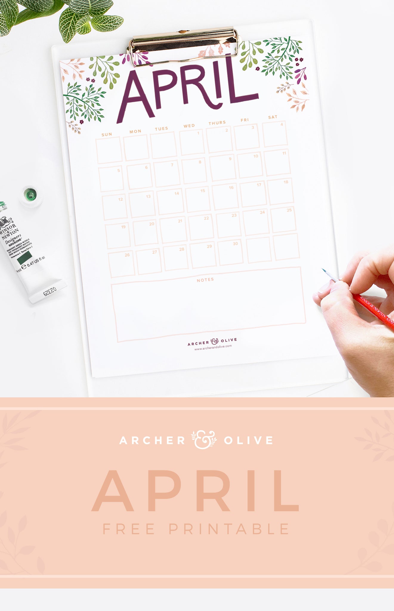 April 2020 Digital Calendar