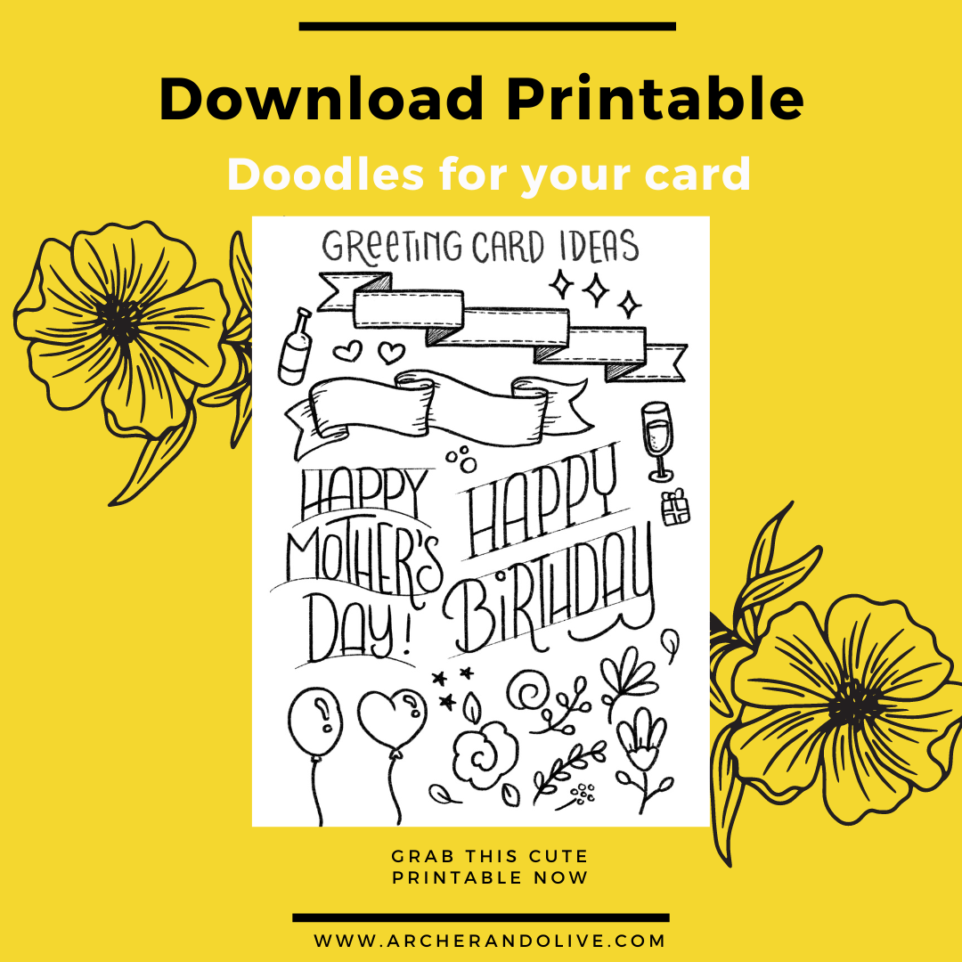 graphic for printable of greeting card doodles