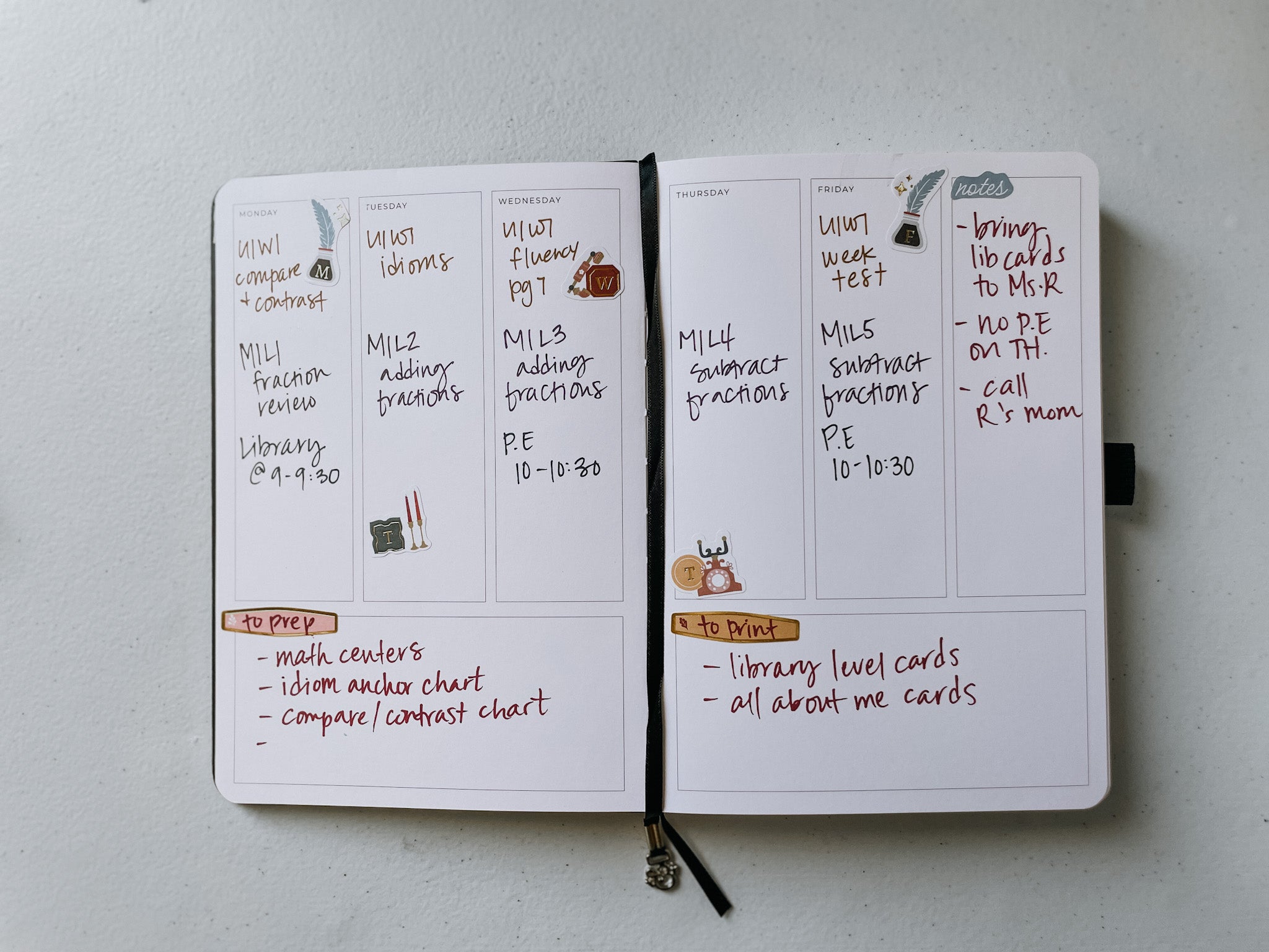 weekly spread example