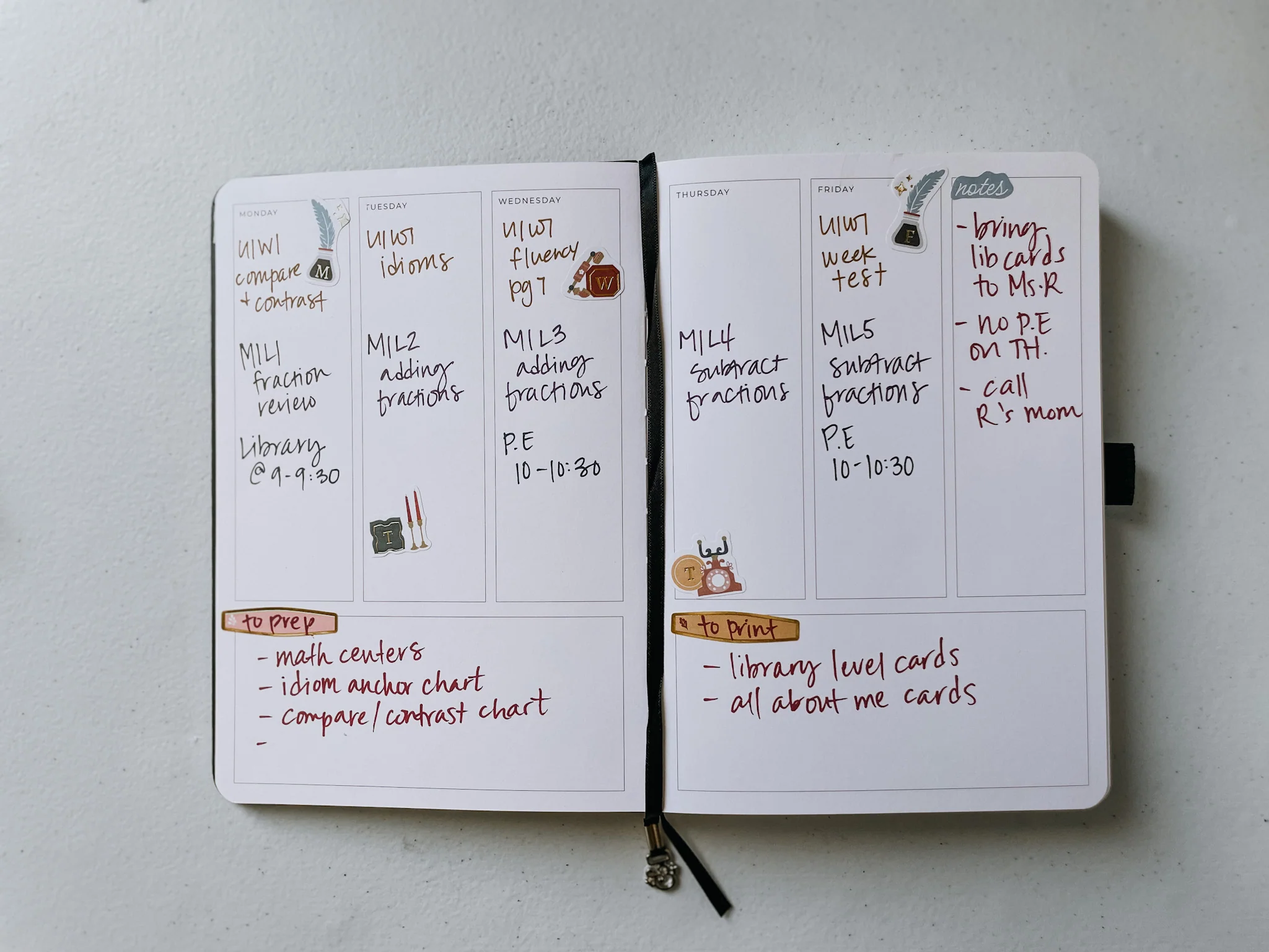 weekly spread example