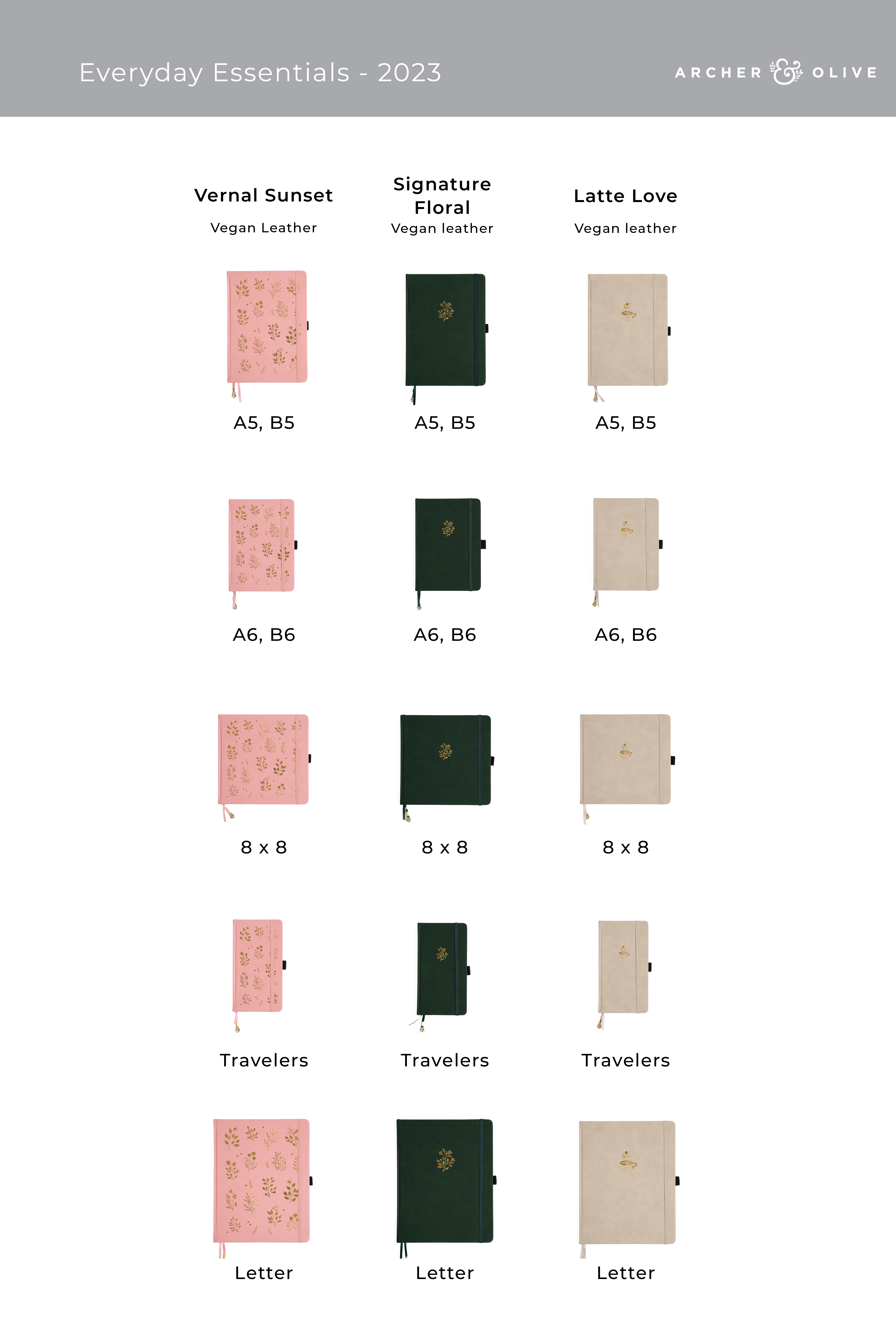 notebook size chart