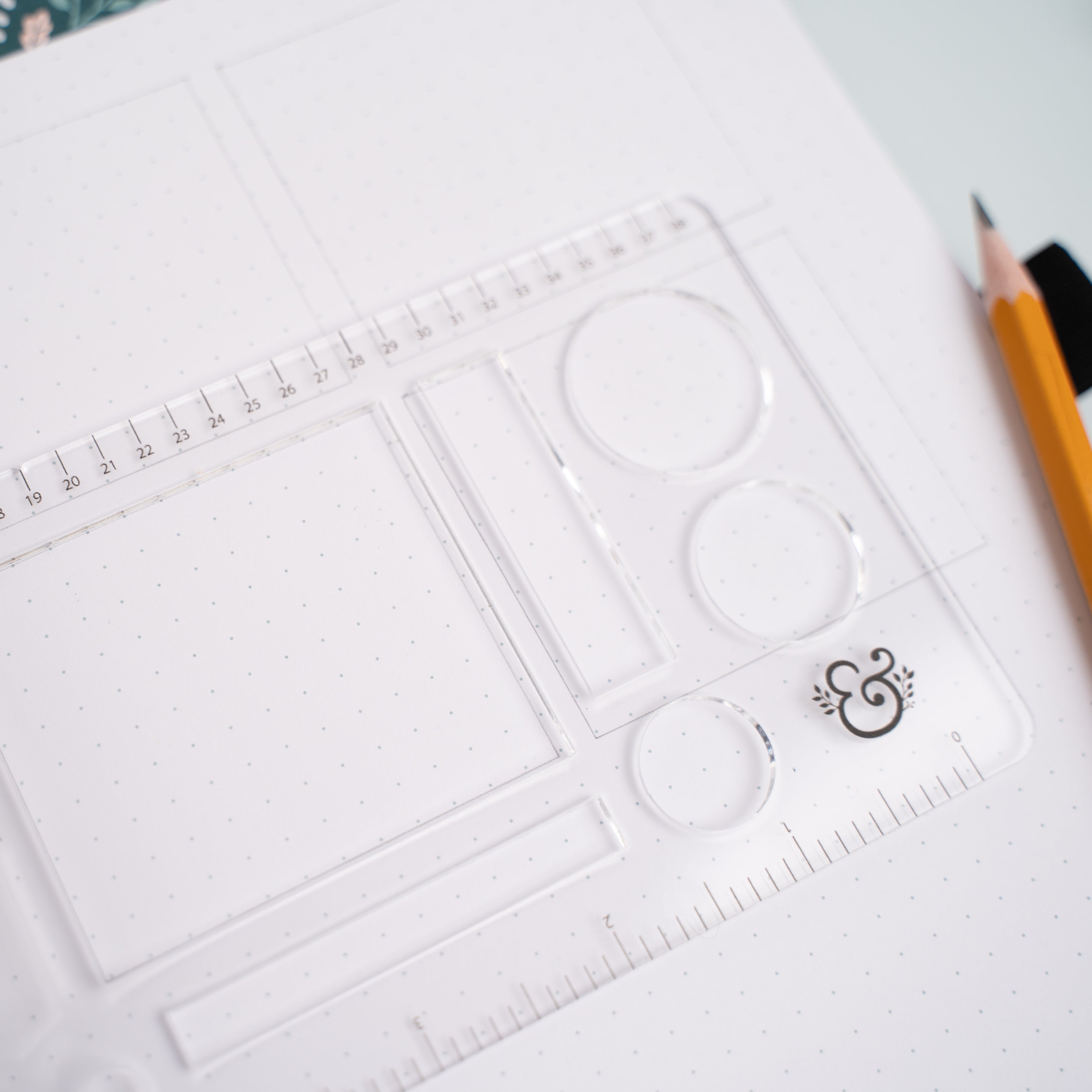 Dot Grid Planning Stencil on notebook