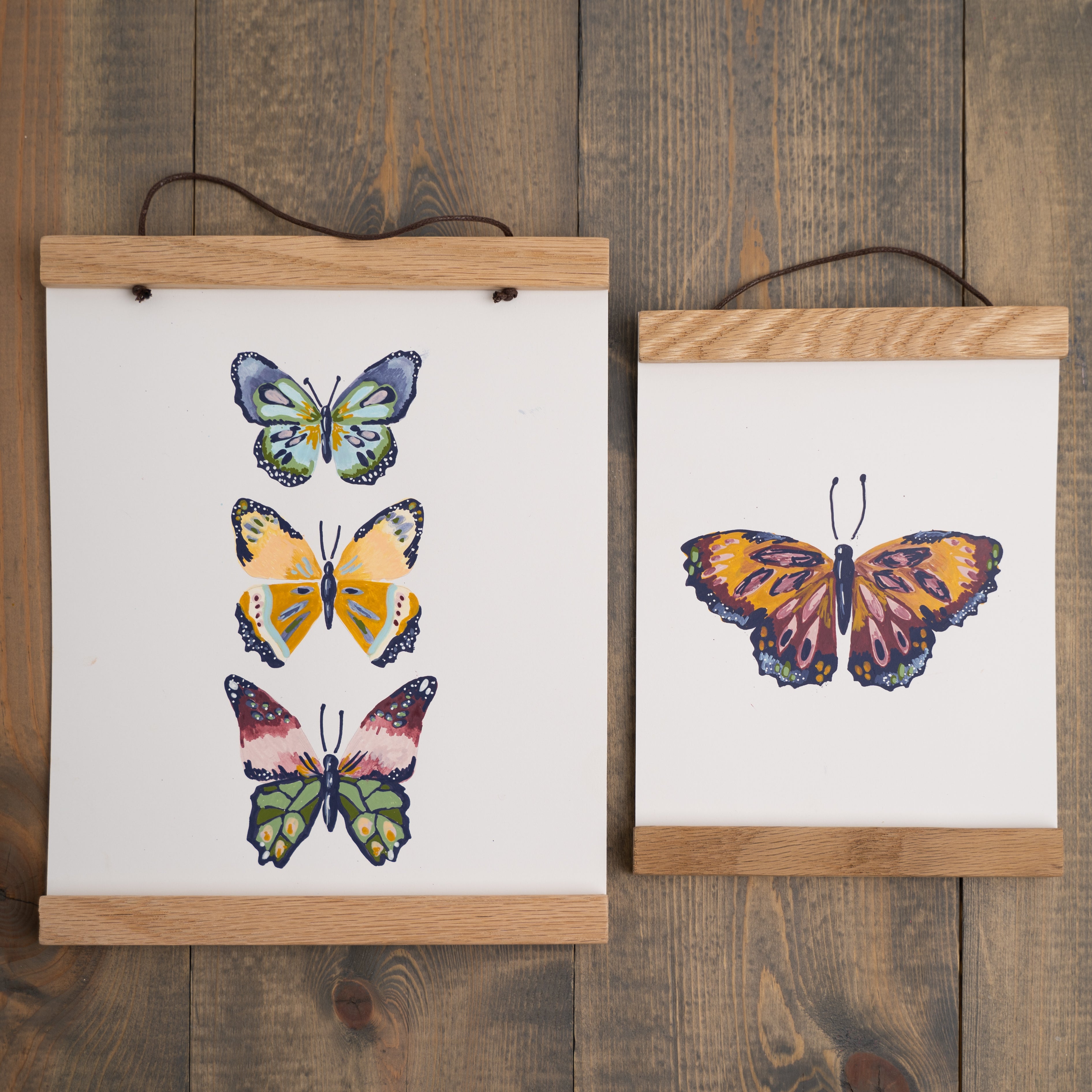 Two Completed Butterfly Wall-Hangings