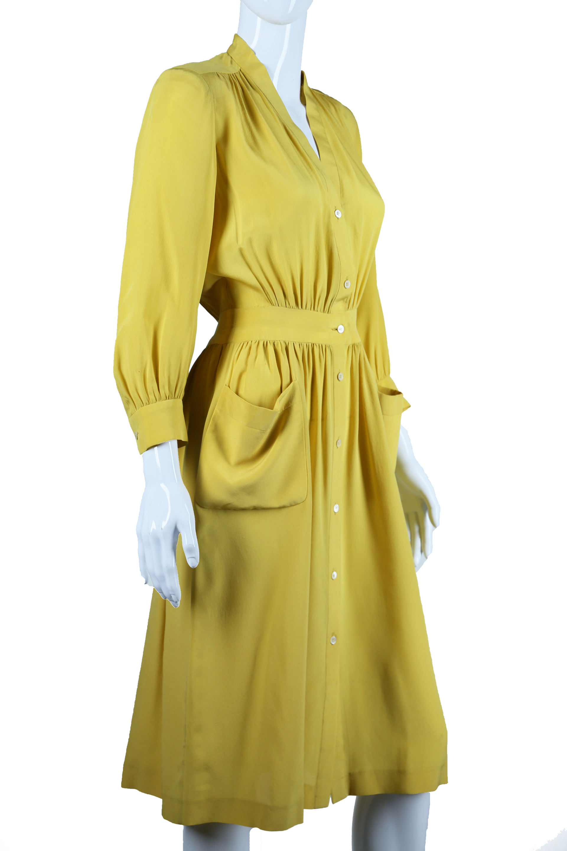 mustard silk dress