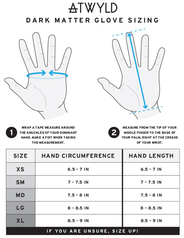 Dark Matter Glove Size Chart