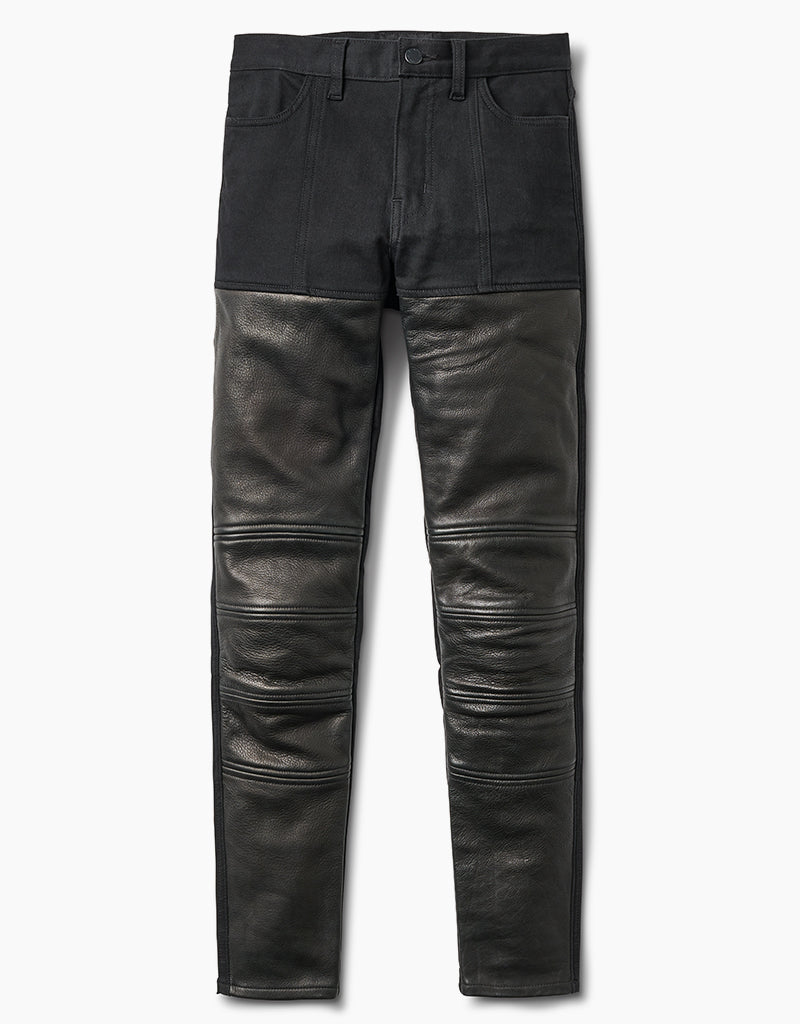 leather moto jeans