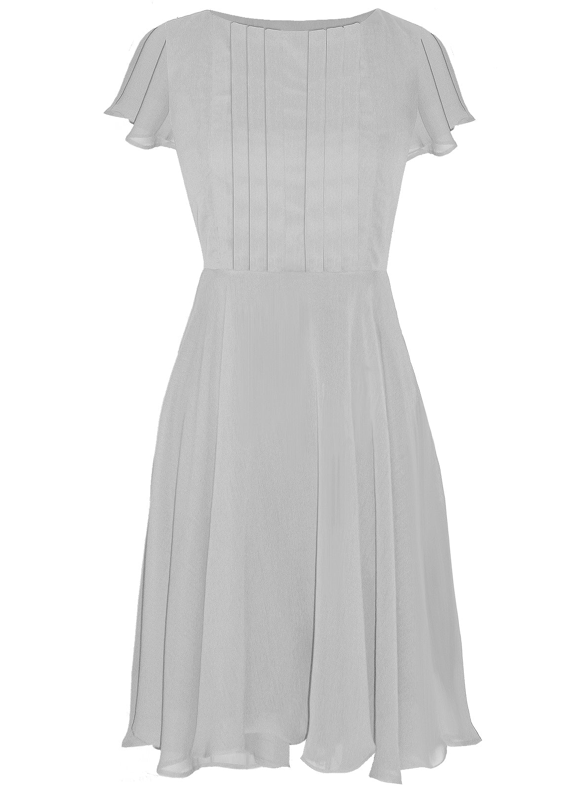 Therasia Chiffon Midi Dress with Full Skirt and Sleeves