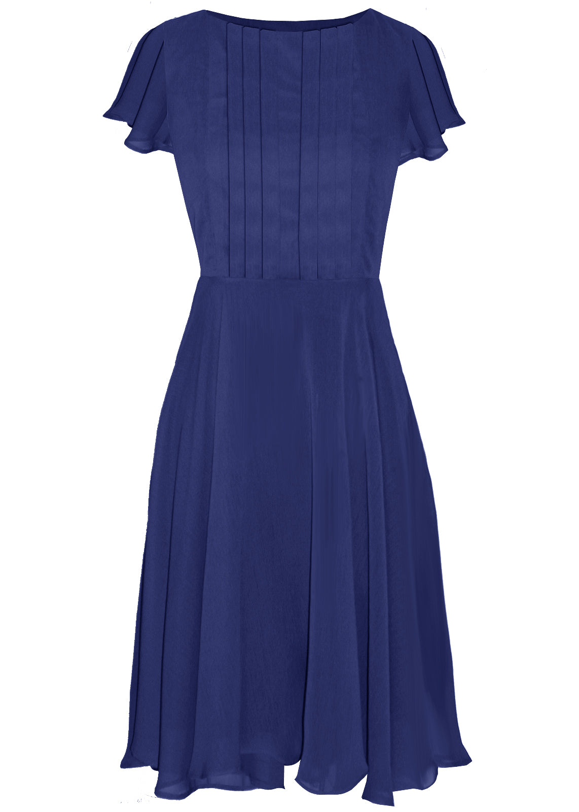 CaeliNYC Lola Knee Legth Chiffon Dress in Royal Blue – Caeli Couture