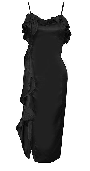 Caelinyc - Palace Black Ruffled Midi Dress – Caeli Couture