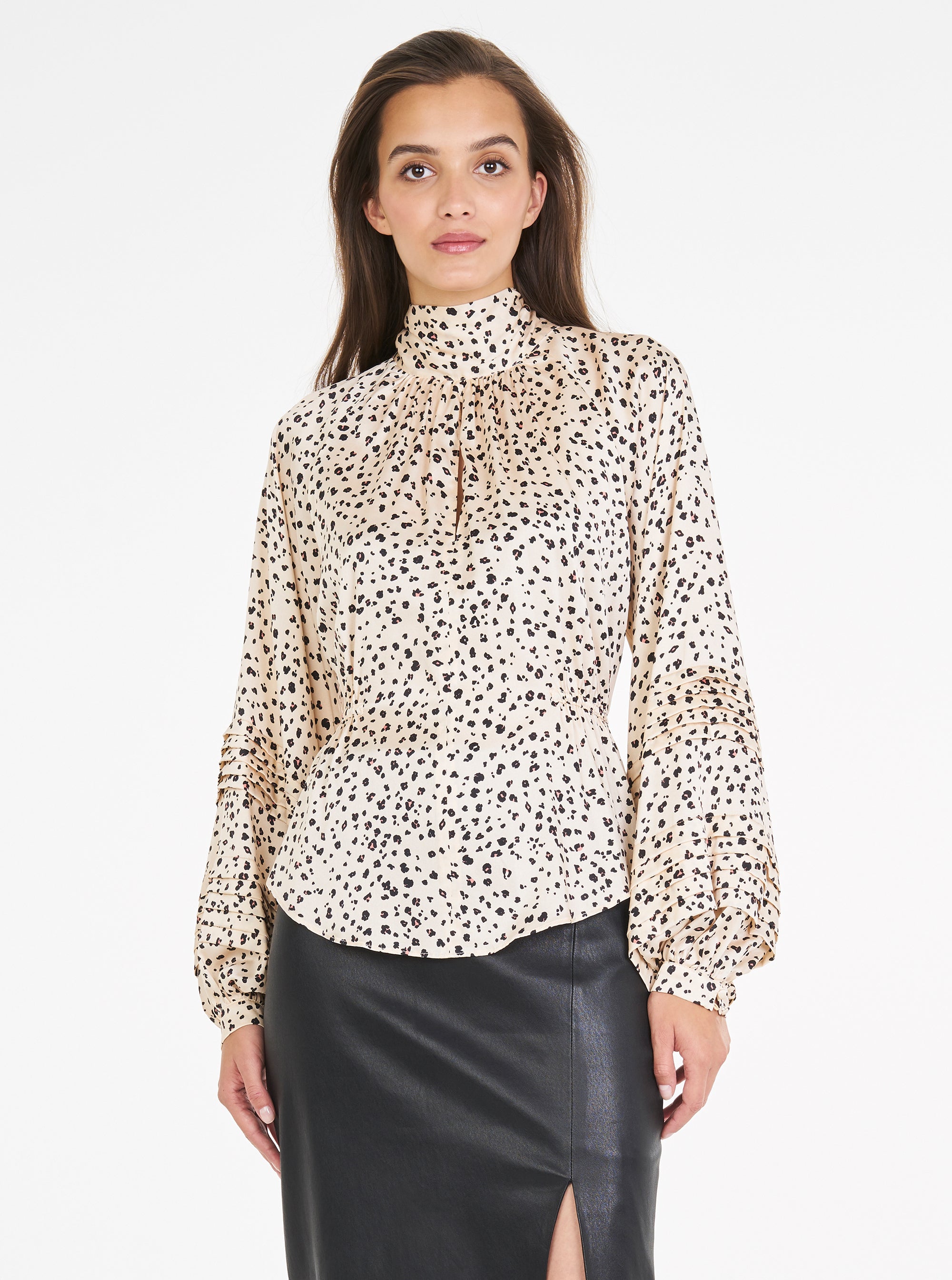 leopard print high neck blouse