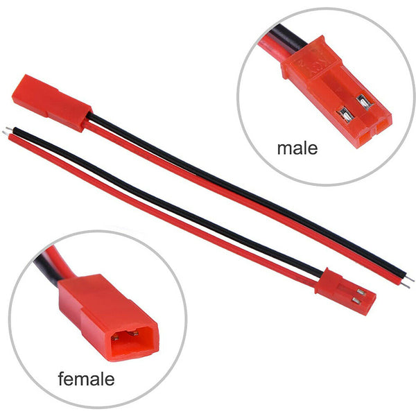 JST 2Pin Male Female Cable Connector 24AWG Wire Plug For RC Battery Led Strips