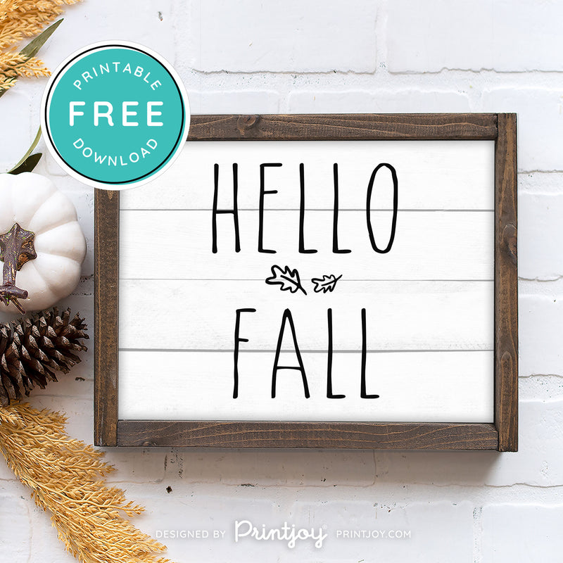 Free Printable Hello Fall Modern Farmhouse Autumn Wall Art Decor ...