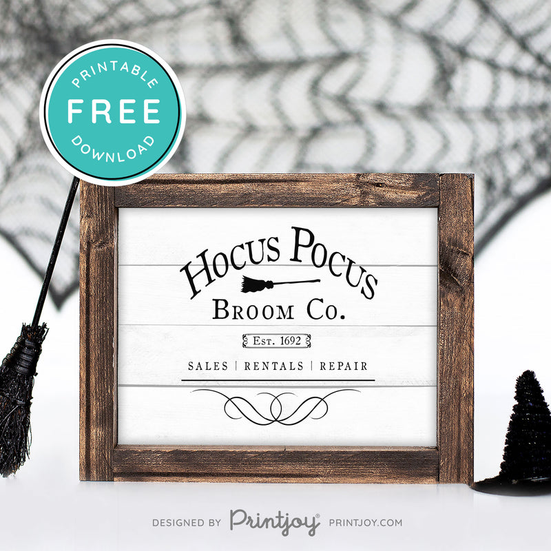 Free Printable Hocus Pocus Broom Co Halloween Wall Art Decor Download ...