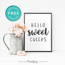 Free Printable Hello Sweet Cheeks Funny Bathroom Wall Art Decor Download