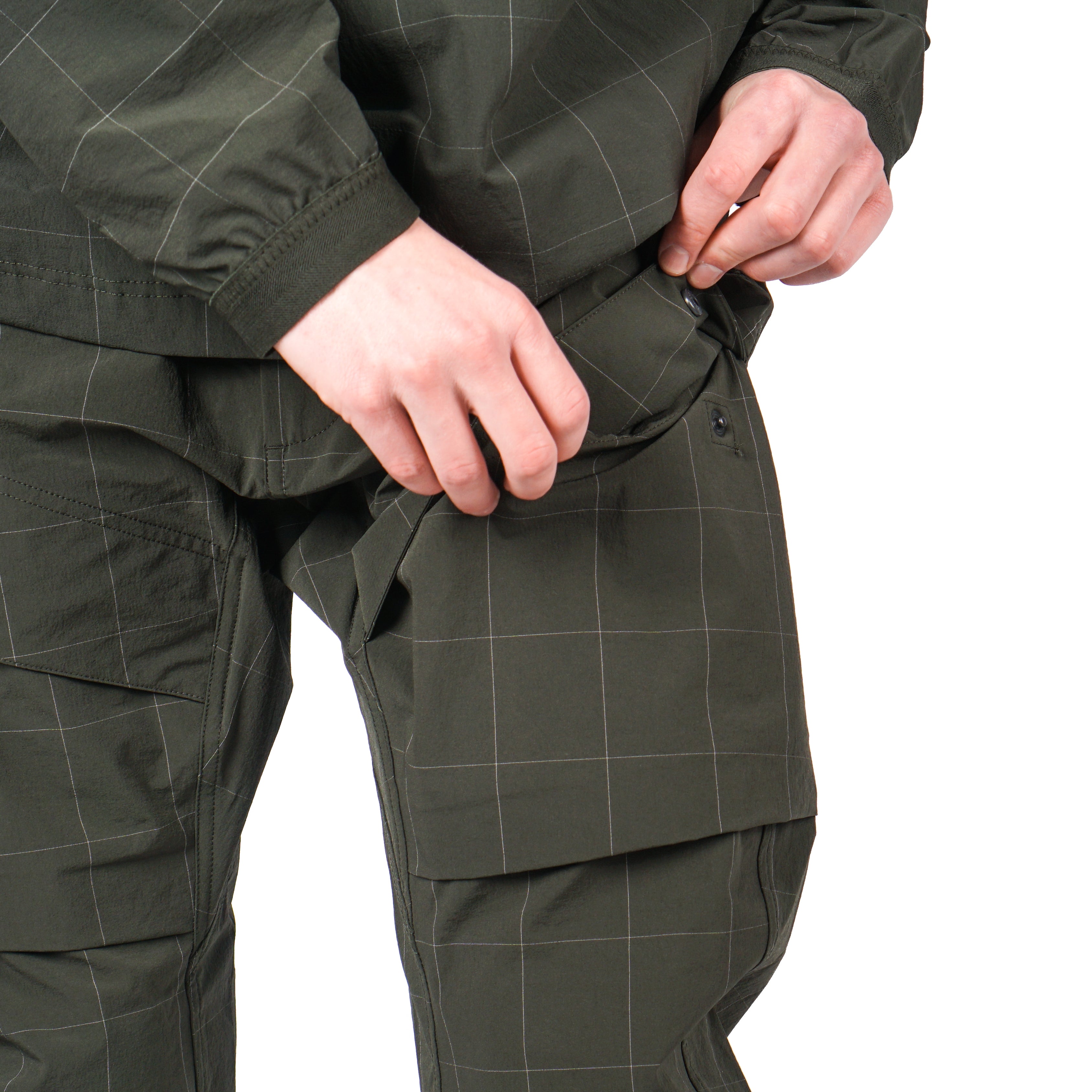 black woven tech pack cargo pants