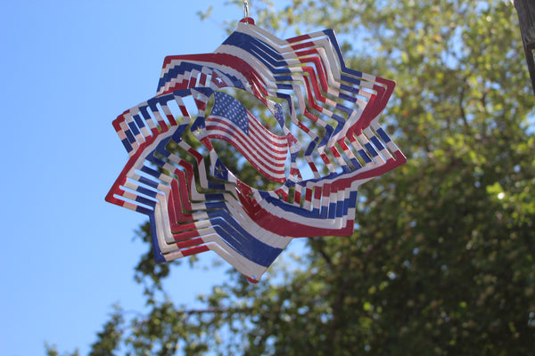 American Flag Metal Wind Spinner