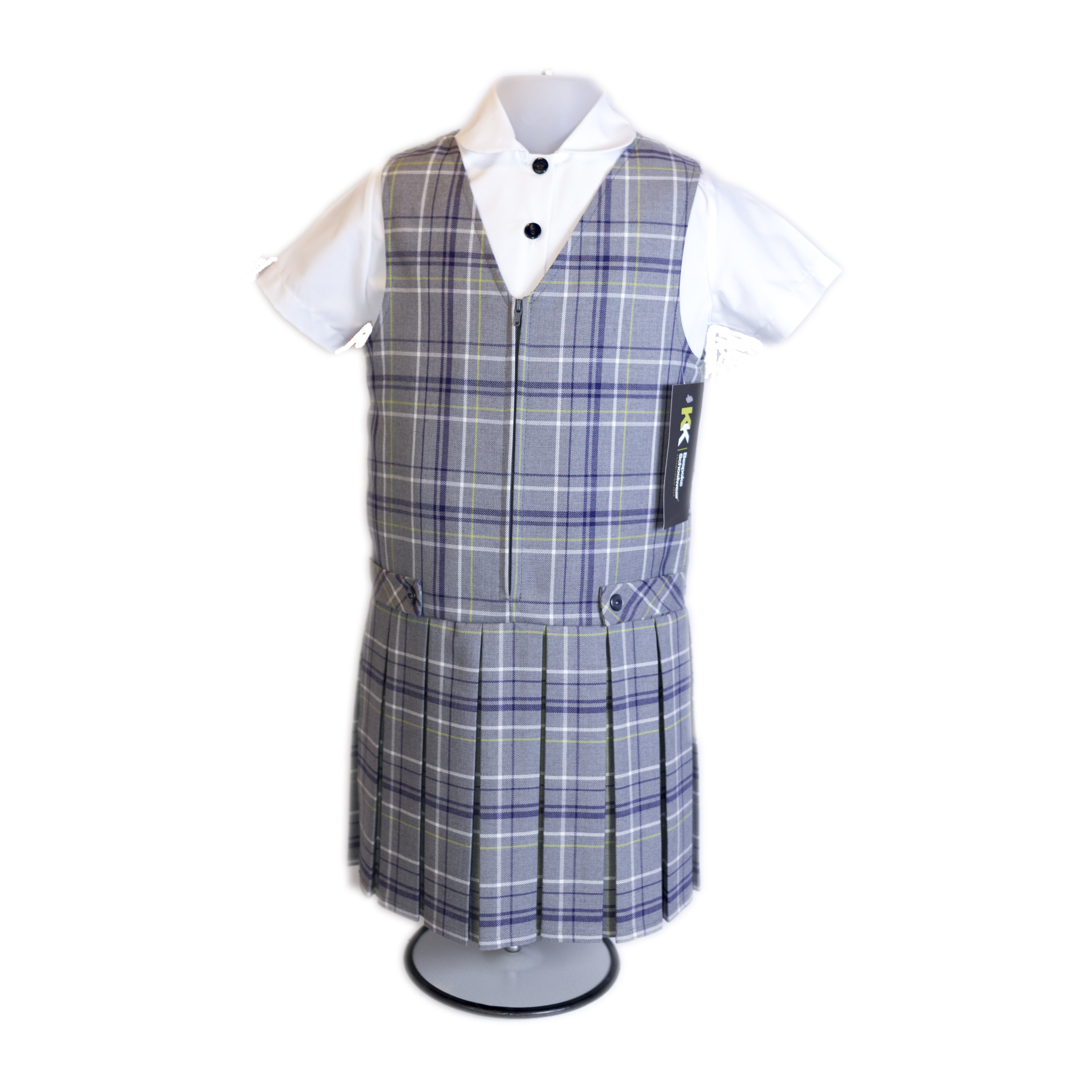 royal blue tartan school pinafore