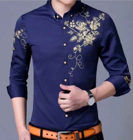 Mens Shirt With Floral Design on Front and Sleeve– amtify