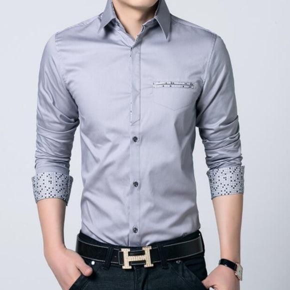 Mens Shirt with Contrasting Pocket and Cuff Details– amtify
