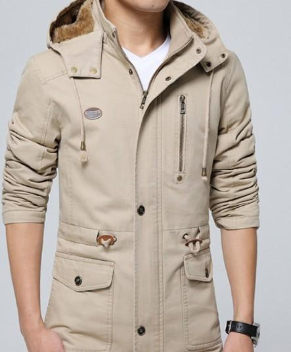 Mens Trench Coat with Removable Hood and Warm Lining– amtify