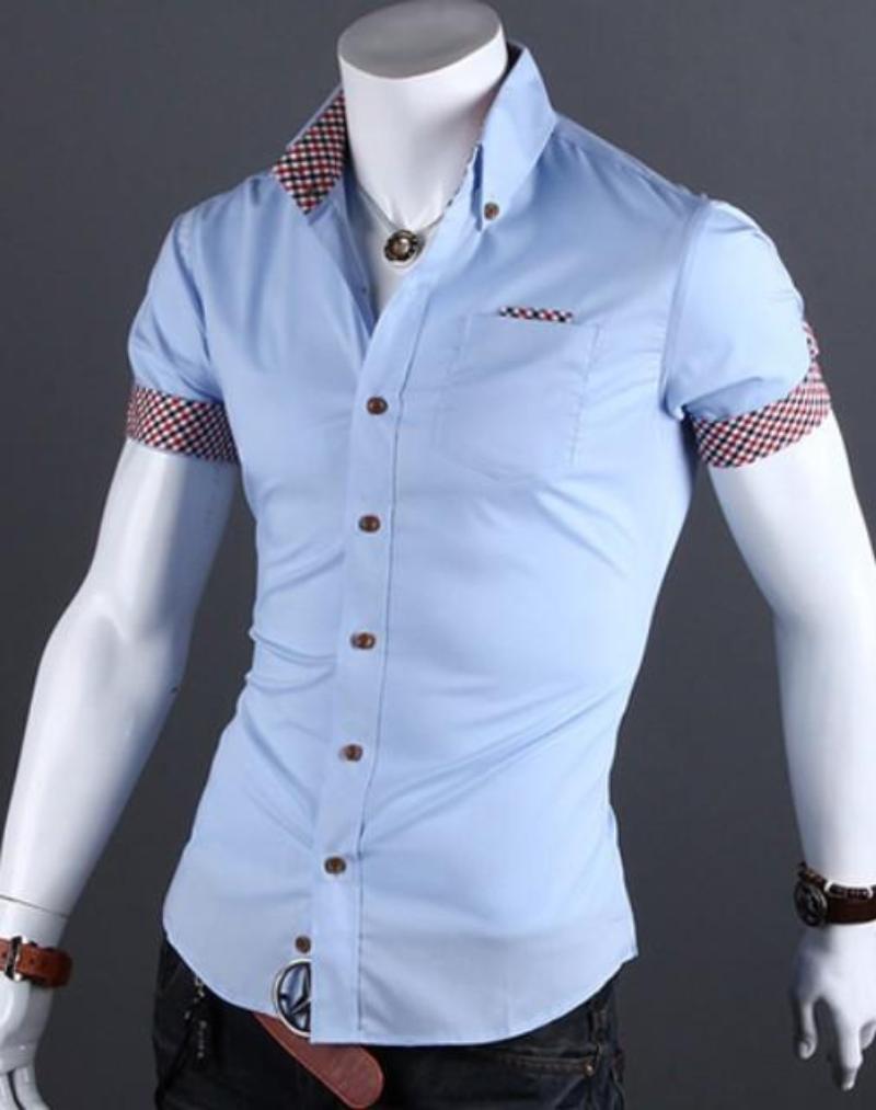 Mens Short Sleeve Shirt with Plaid Details– amtify