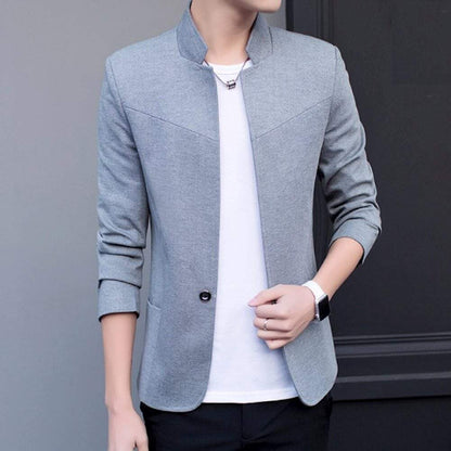 Mens One Button Slim Fit Stand Collar Blazer#N# – amtify