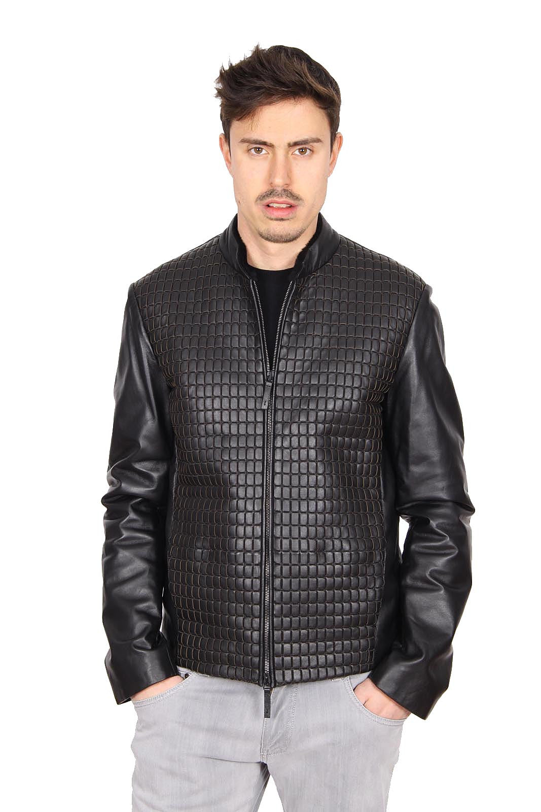 Profetie bizon blijven Armani Collezioni mens leather jacket SCR03P SCP01 999 – Just Fashion