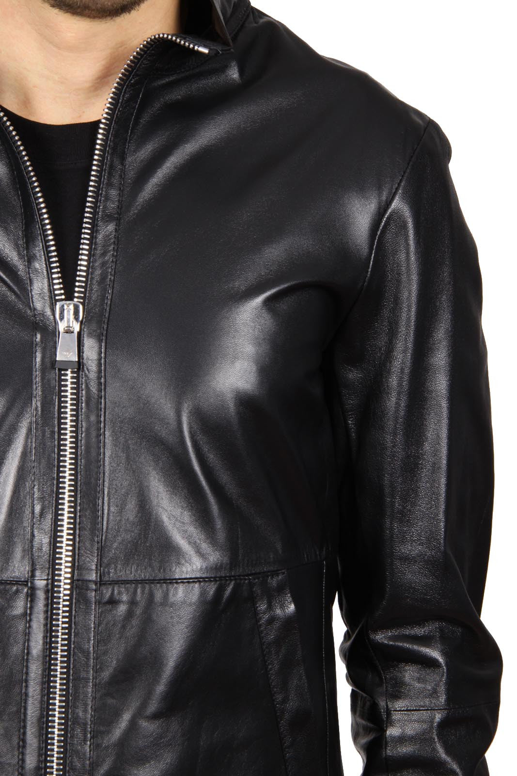 emporio armani men's leather jacket