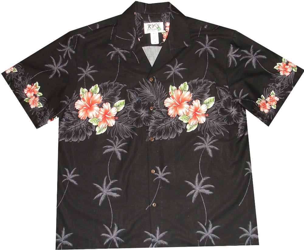 Hawaiian Kai Shirt  Beaded Hibiscus Tie Dye - Paneros Clothing