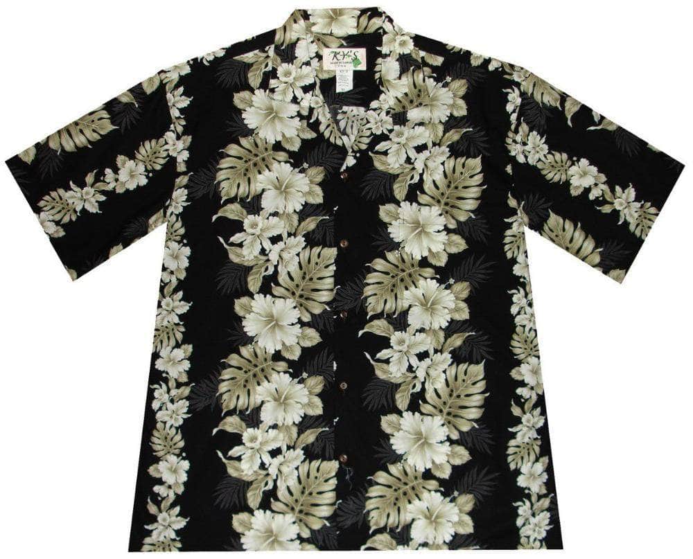 Men's Hawaiian Shirt Aloha Floral Cycling Jersey Only - Black / XS by OCG