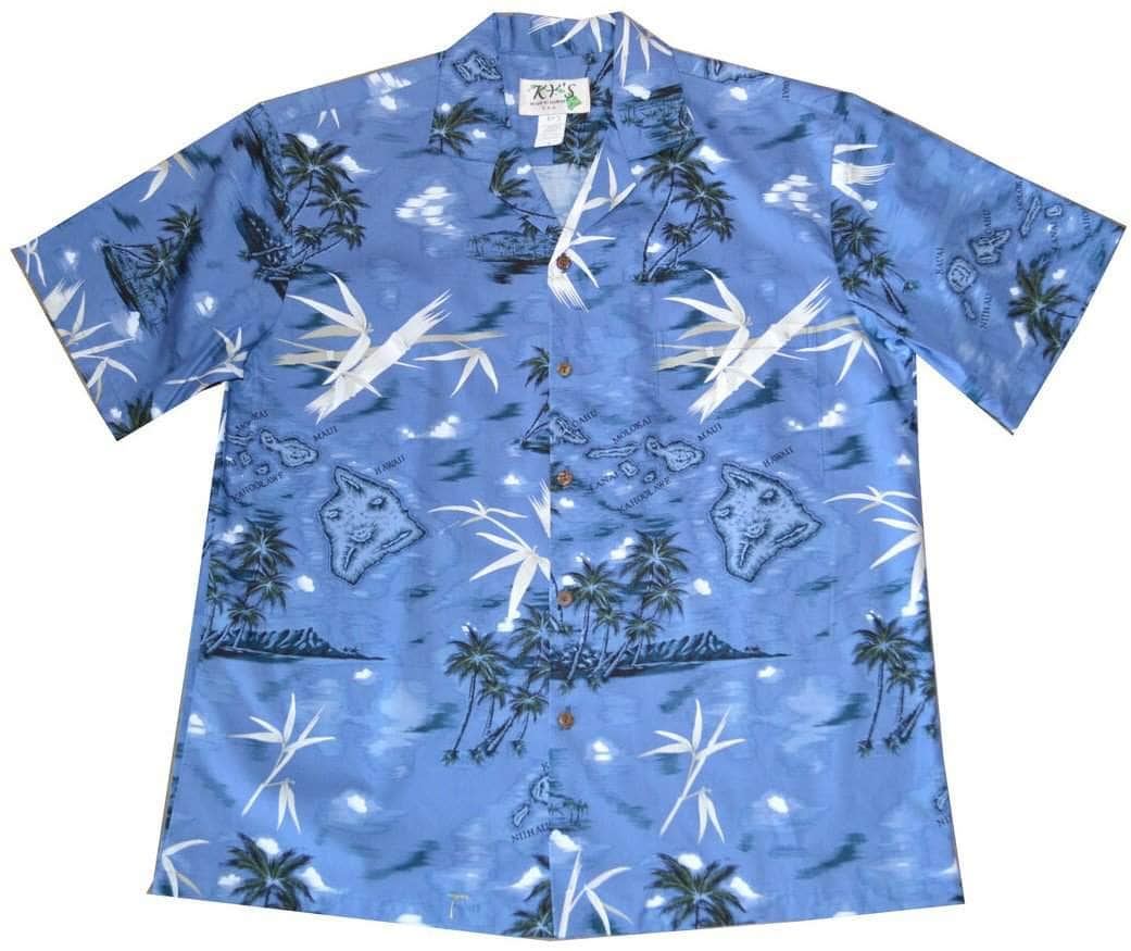 Monstera Kiwi Poly Cotton Men's Open Collar Hawaiian Shirt , XS