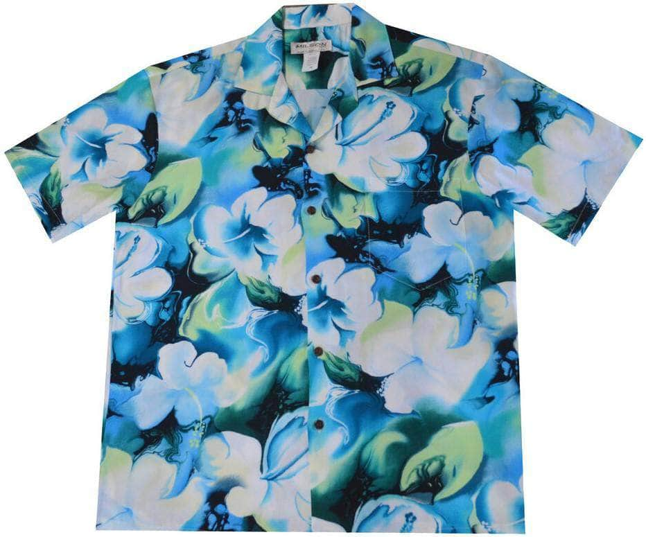 KY'S Hawaiian Cotton Shirt Maui Hibiscus - Navy 3X-Large / Navy