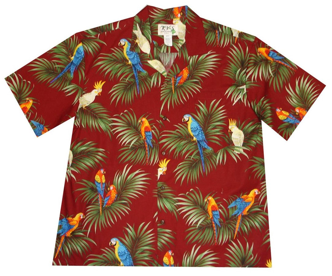 VINTAGE Hutspah Hawaiian Button Shirt Hummingbird Butterfly Parrot