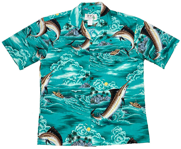 Marlin Fishing Custom Name And Department Hawaiian Shirt, HN354 - 2XL /  Colorful