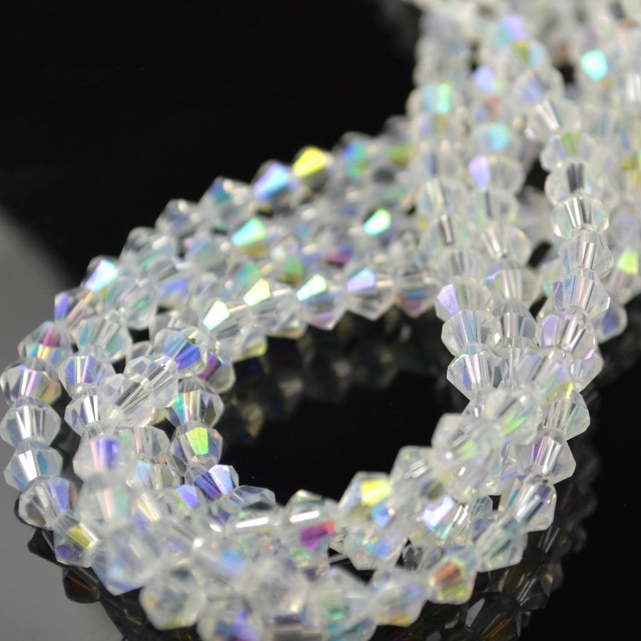 Faceted Bicone Glass Beads Clear AB 4mm/ 5mm/ 6mm /8mm | STAR BEADS