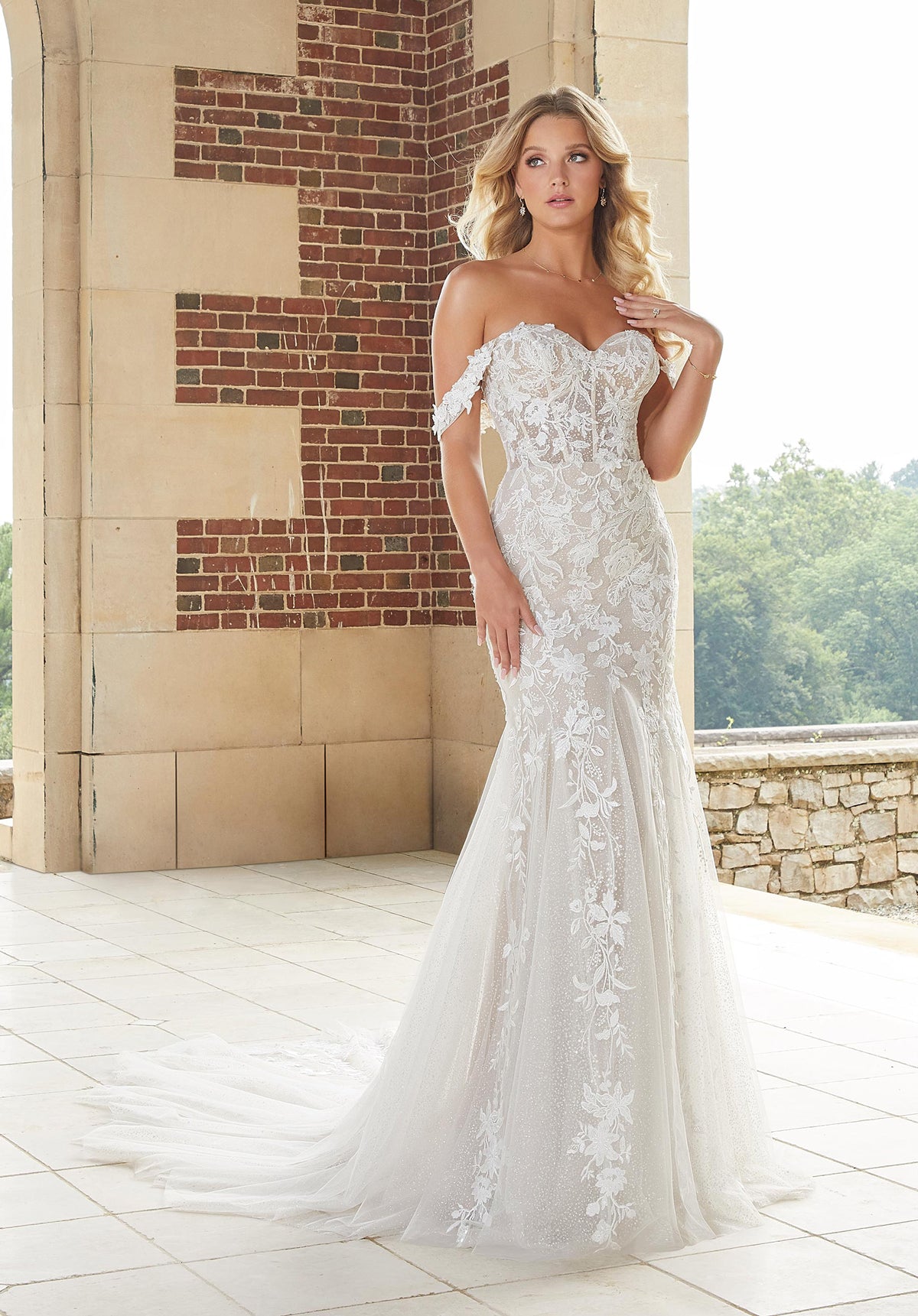 Mori Lee 2407 Dimitra Scoop Neck Spaghetti Straps Bridal Dress 