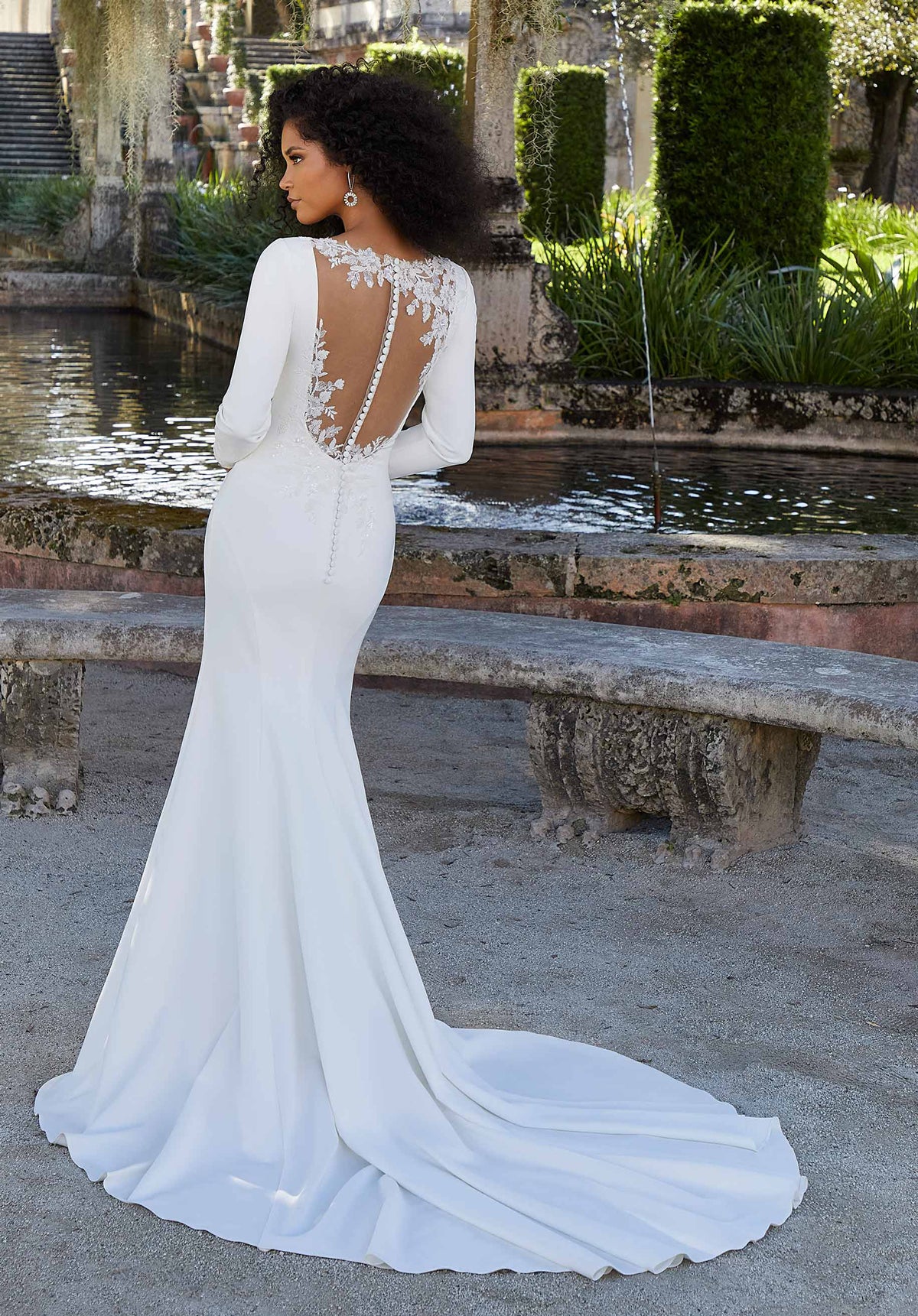 Mori Lee 6976 Frankie Cowl Neck Criss Cross Back Wedding Gown 