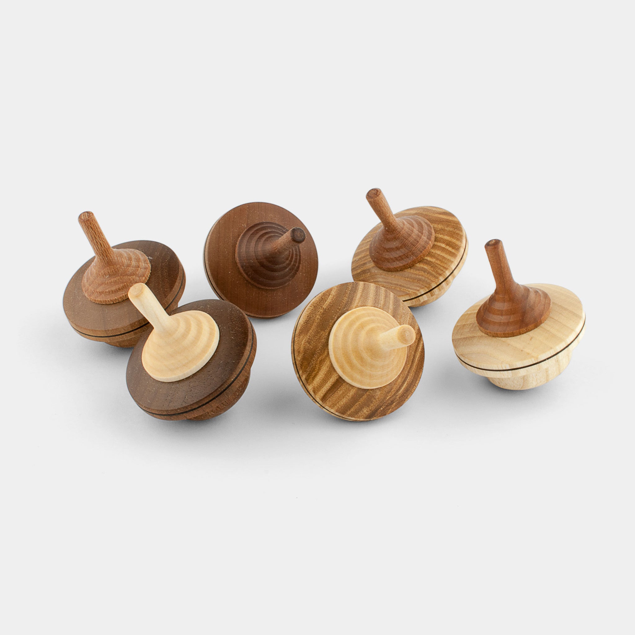 wooden spinning tops