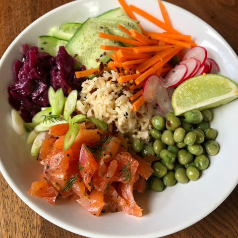 Smoked salmon poke bowl