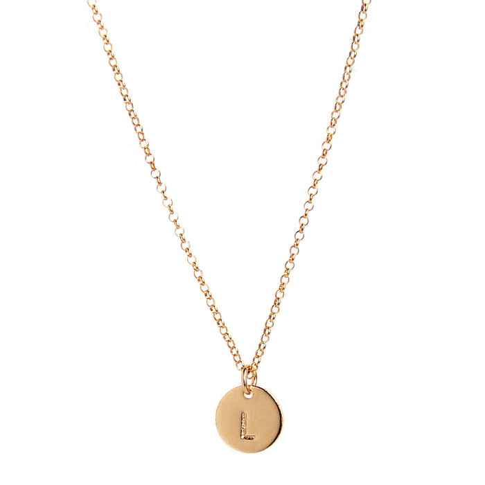 Gold Tiny Initial Necklace | Initial Disc | Blooming Lotus Jewelry