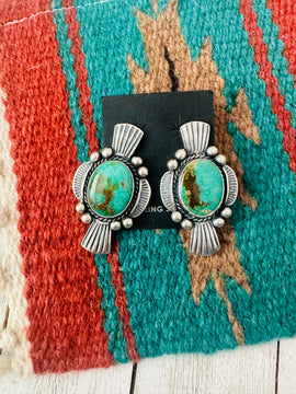 Navajo Royston Turquoise & Sterling Silver Post Earrings
